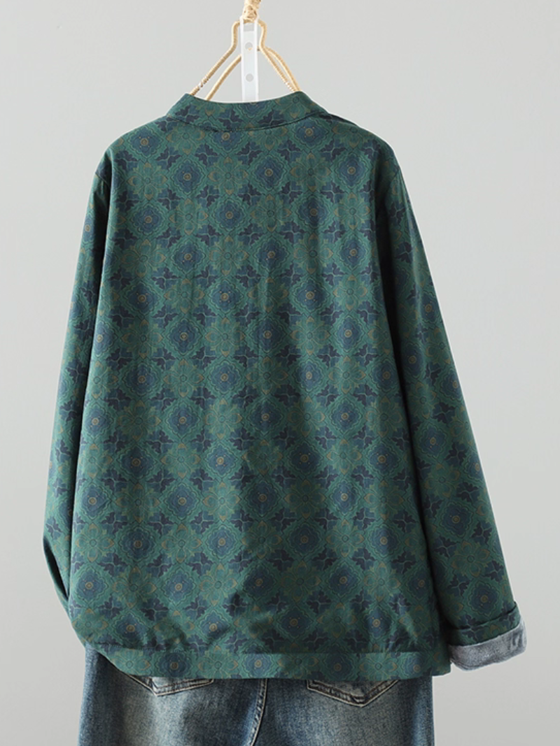 Mandarin-Collar Linen Cotton Wrap Blouse with Frog Buttons for Women