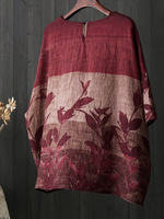 Women's Beauty Floral Printed Round Neck Shirt Tops