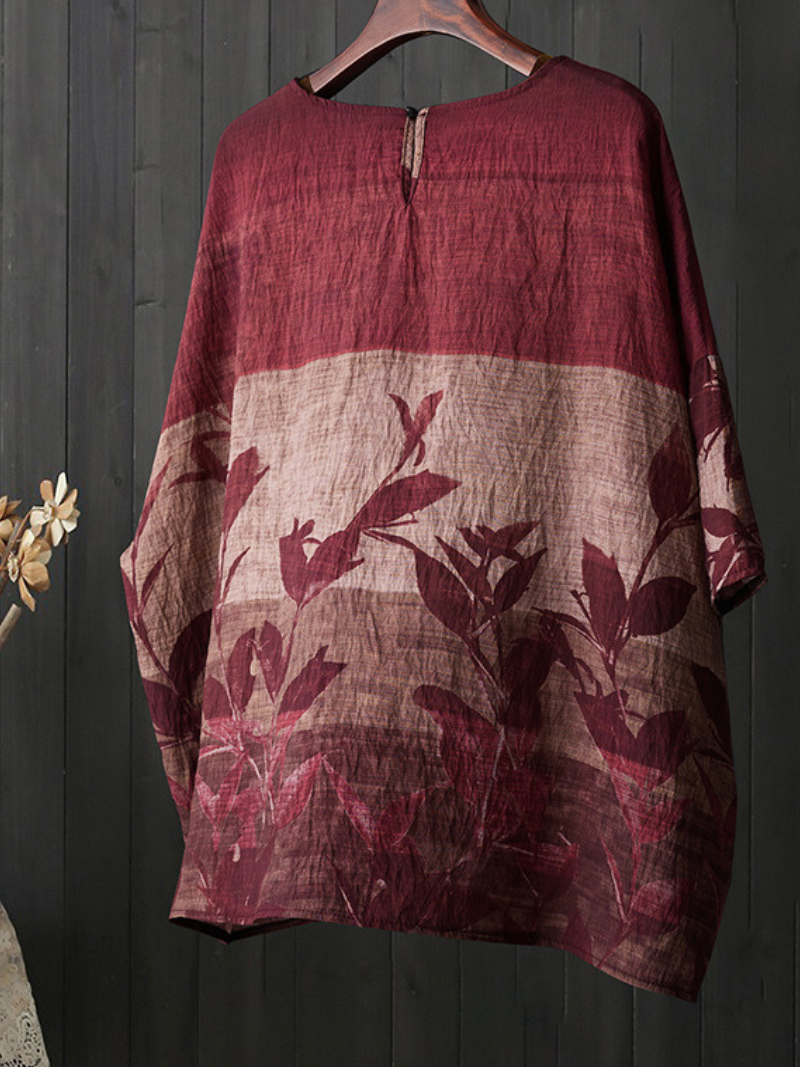 Tops de chemises à cou rond imprimées à la beauté des femmes imprimées