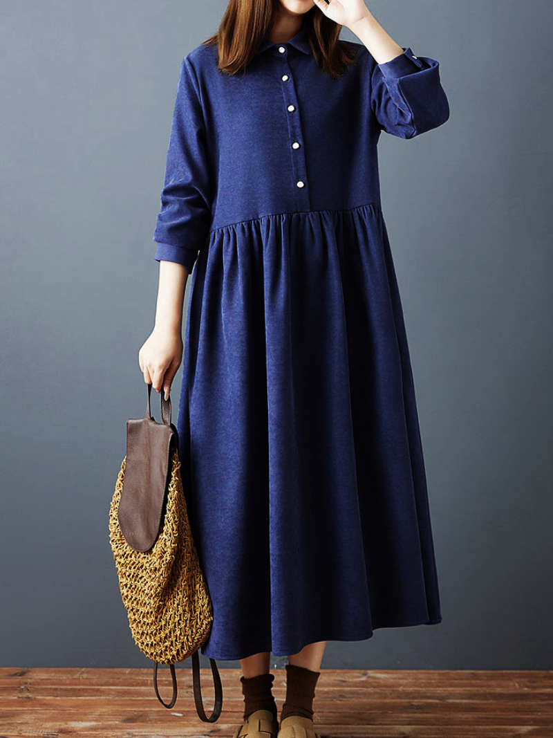 navy midi dress with sleeves