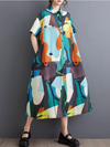 Women's Stylish And Easygoing Look Loose Printed A-Line Dress