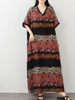 Breezy Weekend Maxi Kaftan Dress— Flowy Floral Dress with Forgiving Drape