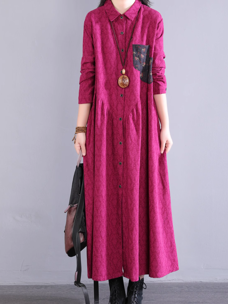 Robe d'été élégante pour femmes avec poches latérales et boutons, coupe trapèze 