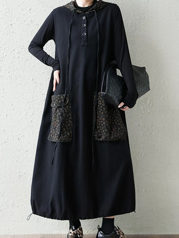 Weekend-to-Evening Maxi Hoodie Dress — Relaxed, Artful and Flattering Denim Cotton