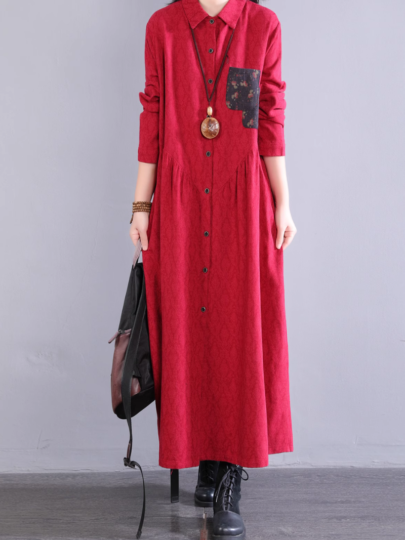 Robe d'été élégante pour femmes avec poches latérales et boutons, coupe trapèze 