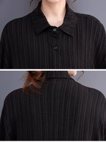 Asymmetric Pleated Oversized Shirt Tunic in Polyester, Sculptural Statement Blouse