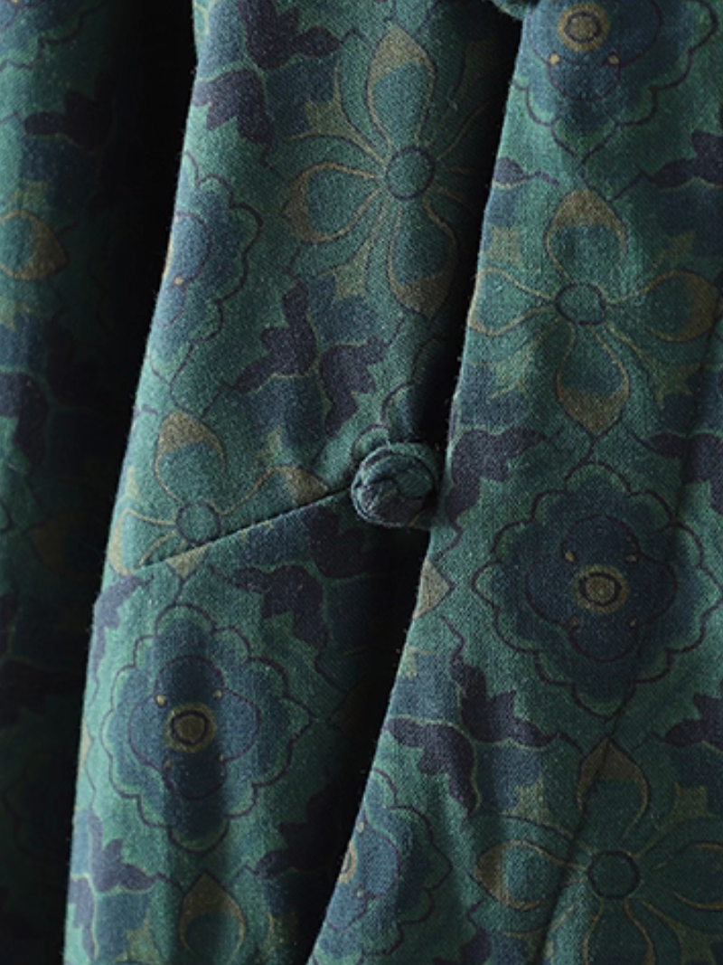 Mandarin-Collar Linen Cotton Wrap Blouse with Frog Buttons for Women