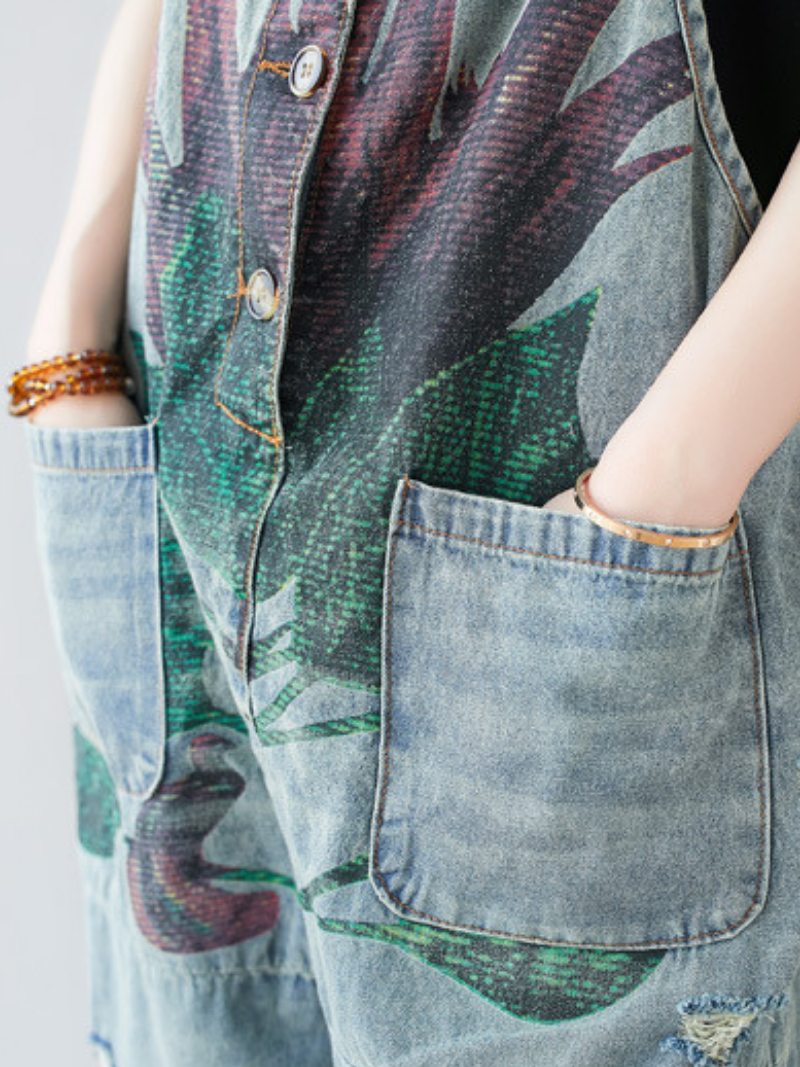 Women's Printed Dungarees