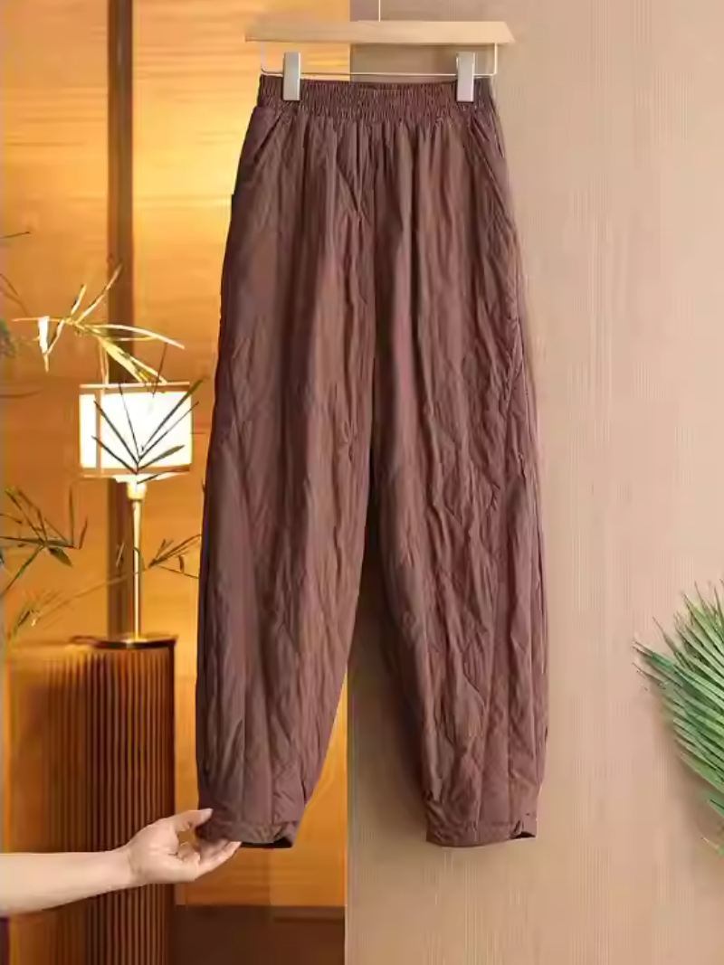 Elegant Quilted Thermal Jogger Pants, Cozy Winter Trousers for Women