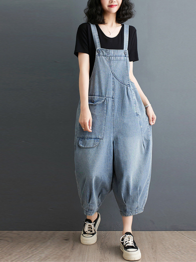 Women's Summer Stunners Light Wash Overalls Dungarees