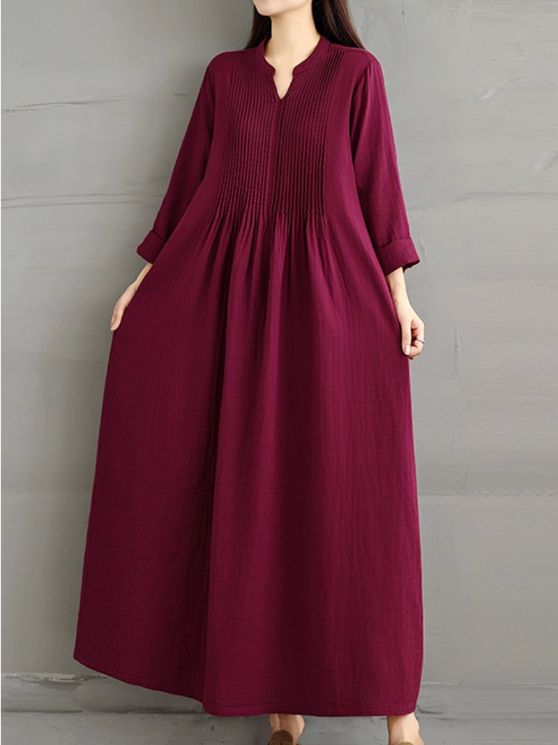 Robe blouse ample pour femmes avec poches latérales unies 