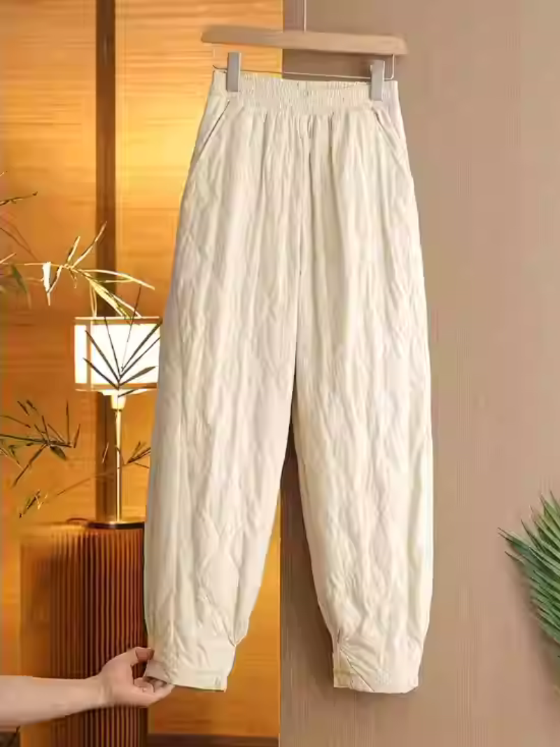 Elegant Quilted Thermal Jogger Pants, Cozy Winter Trousers for Women