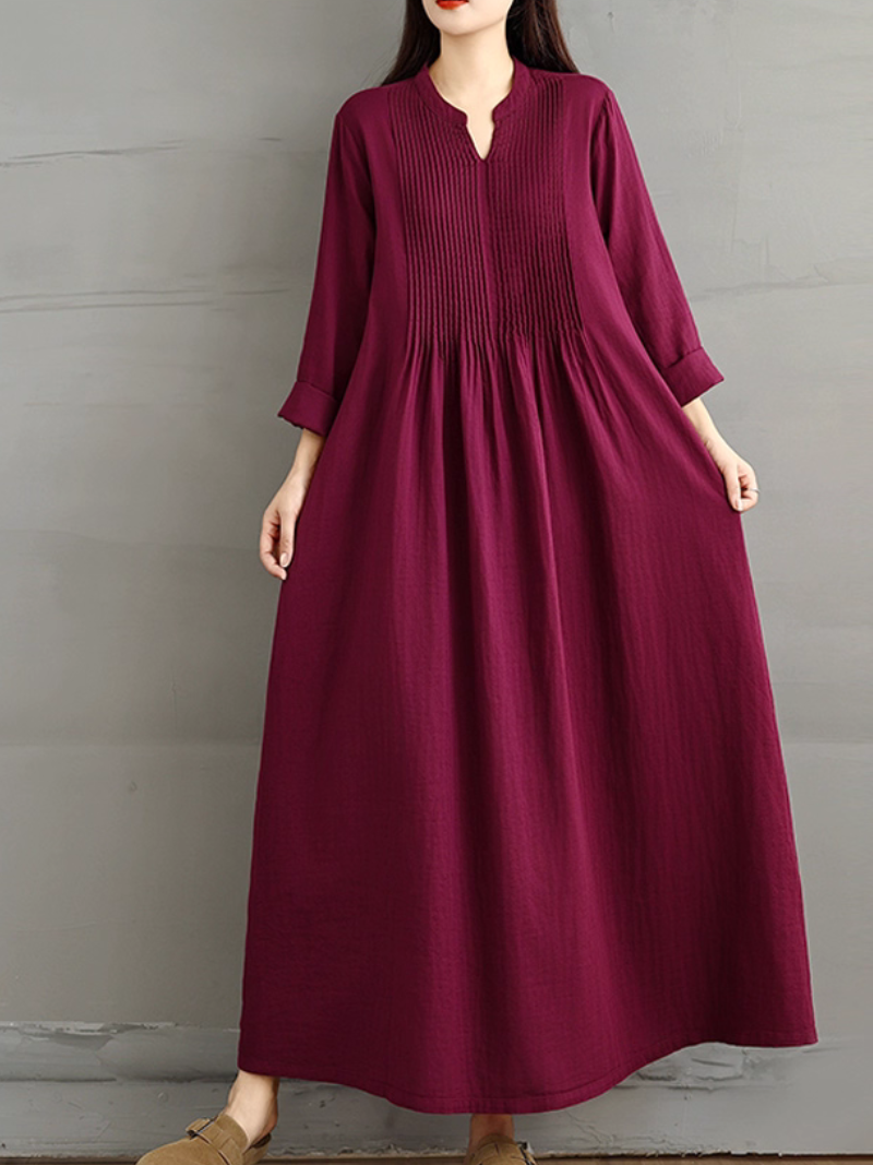 Robe blouse ample pour femmes avec poches latérales unies 