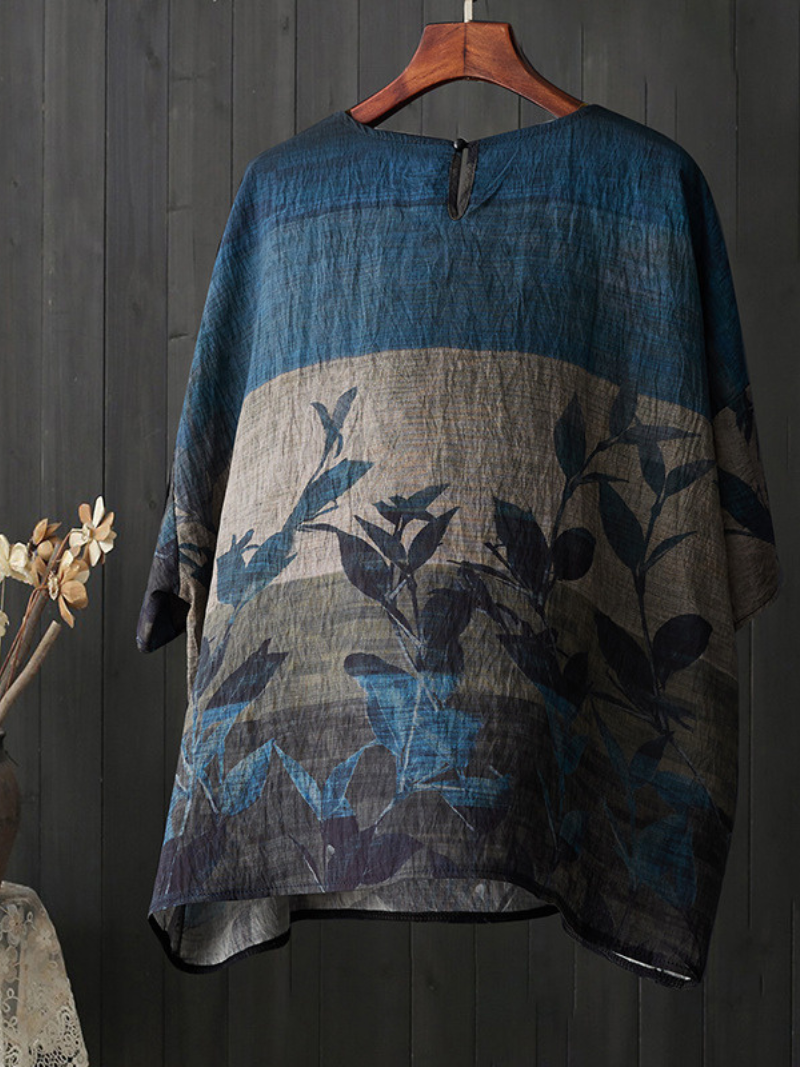 Tops de chemises à cou rond imprimées à la beauté des femmes imprimées