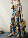 Women's Summer Boho Bloom Large Size Printed Smock Dress