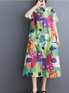 Women's Stylish Colorful Side Pockets Printed A-Line Dress