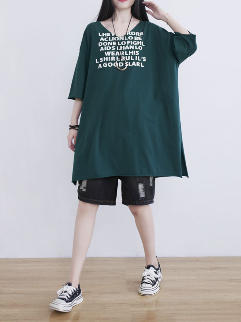 Women's Summer Casual Outing Wear Alphabet Midi Dress.