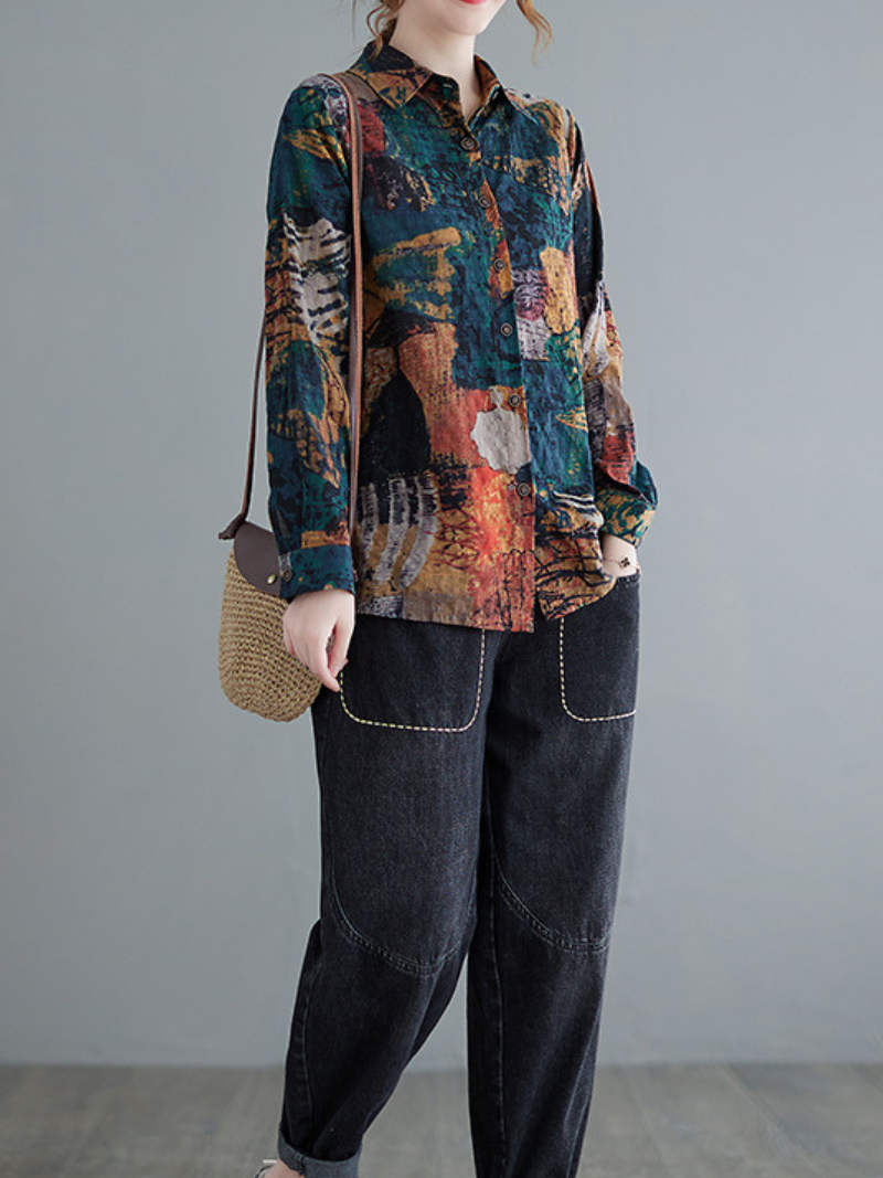 Chemise à col de polo boutonnée décontractée de femme