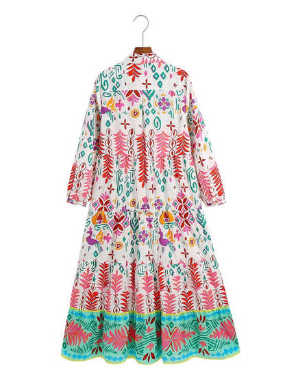 Women's Summer Long Sleeves Printed Smock Dress | Eva Trends