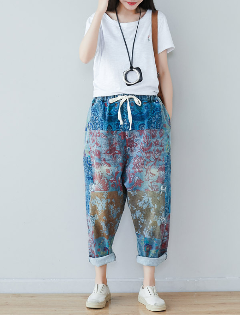  Women;s Comfy Baggy Style Printed Bottom
