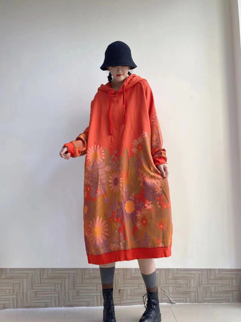 Floral print sweater dress