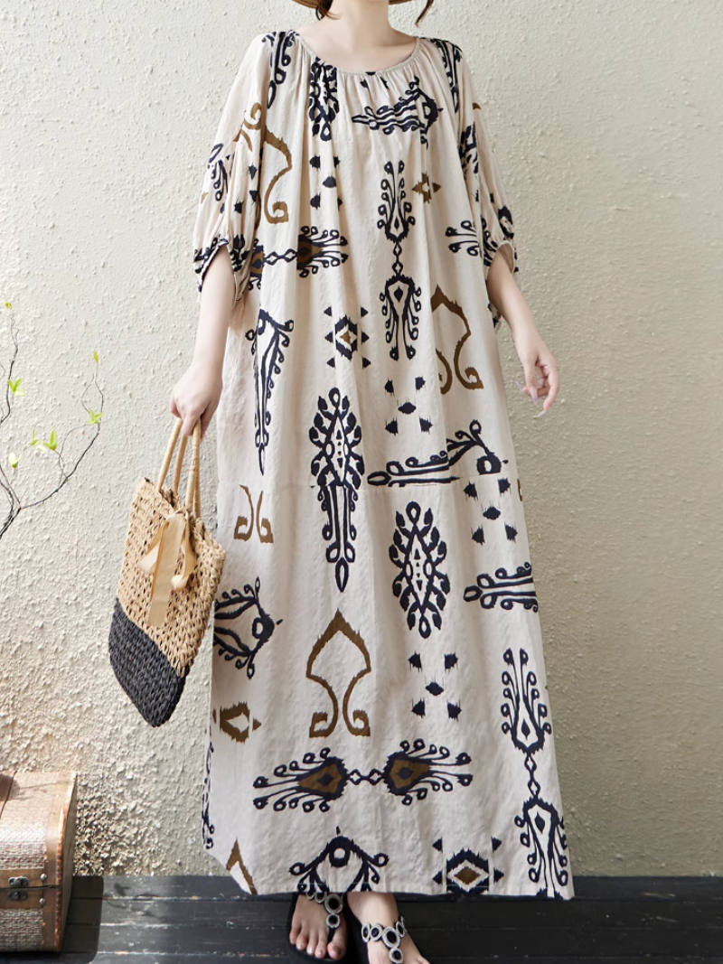 Robe de Kaftan imprimée de style ethnique d'été pour femmes
