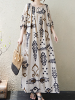 Robe de Kaftan imprimée de style ethnique d'été pour femmes