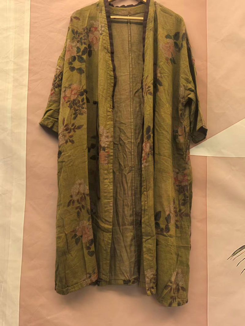 Cooles und bequemes, bedrucktes, lockeres Cardigan-Kleid für den Sommer für Damen