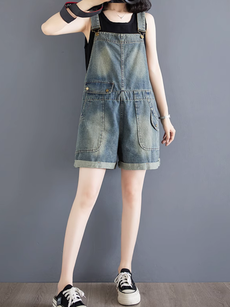 Shorts de Bib de Denim Bib à la mode et aux femmes Dungaree dans l'ensemble