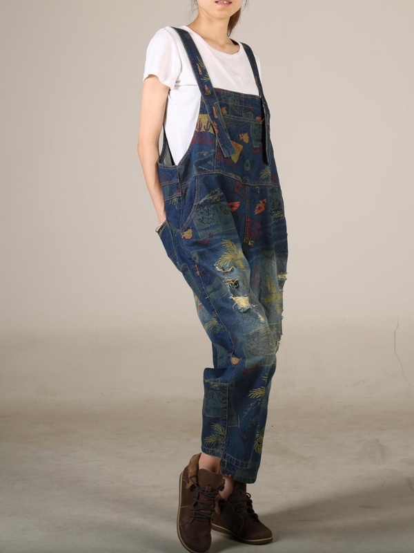 Elegant Women's Boho Denim Cotton Overall Dungarees | Eva Trends
