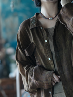 Women’s Vintage Ramie Embroidered Collar Shirt Top