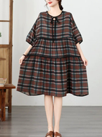 Weekend-Ready Plaid Dress — Airy Cotton Linen, Effortless and Flattering Style