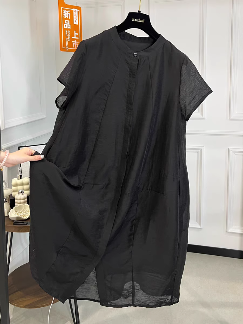 Black Loose A-Line Shirt Dress