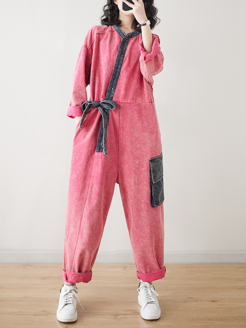 Women's  Pink Side Batle  Dungaree 