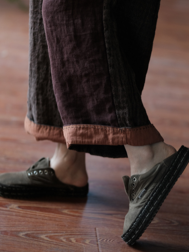Pantalon de taille élastique à carreaux à carreaux ajusté en été des femmes
