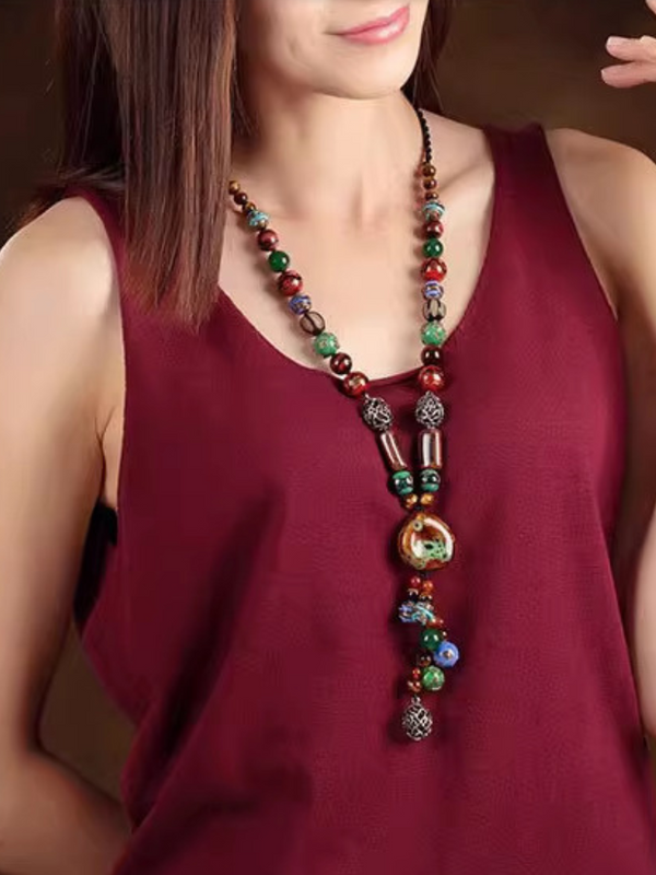 Collar de colgante de cristal de verano boho chic boho