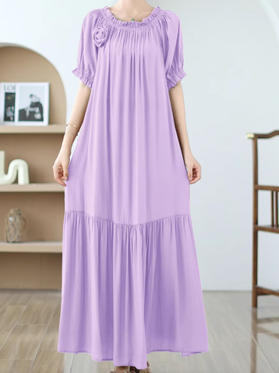 Women's Summer Stylish Lace-Up Side Flower A-line Dress