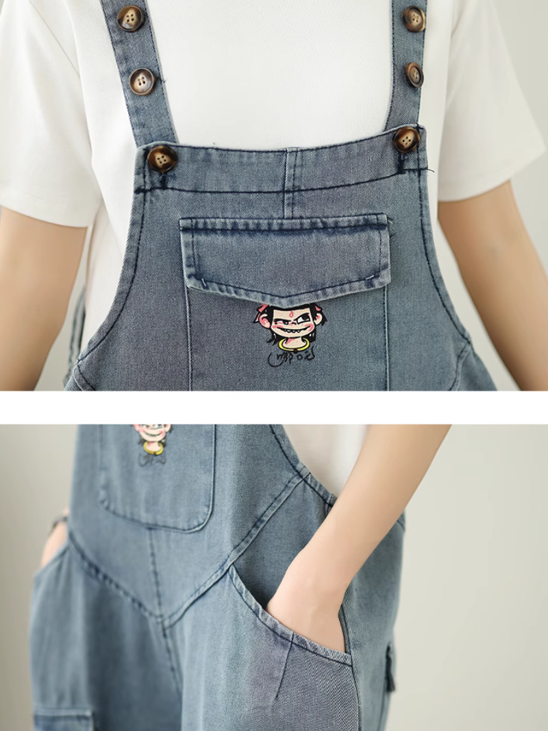 bcartoon style bib pocket overalls