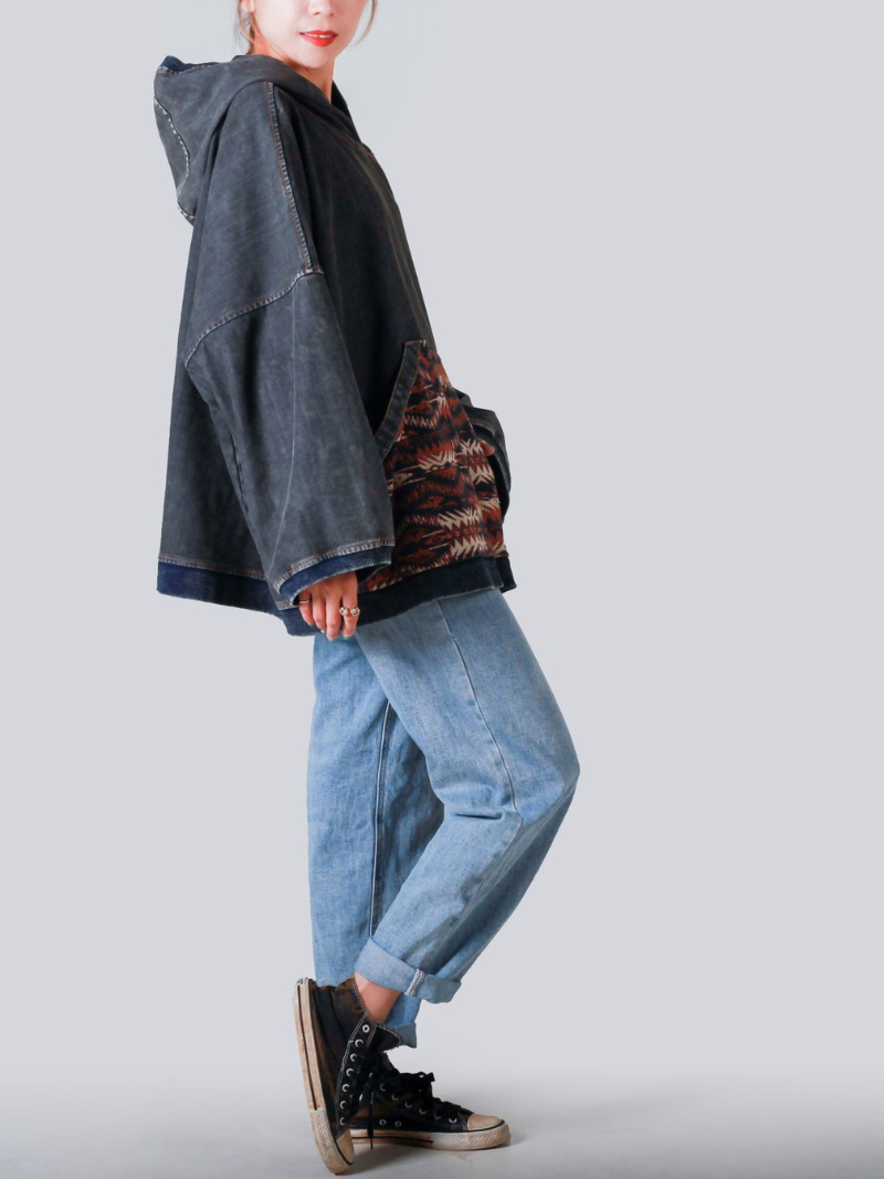 Patch des femmes et décontractés Pull à capuche lâche Pull