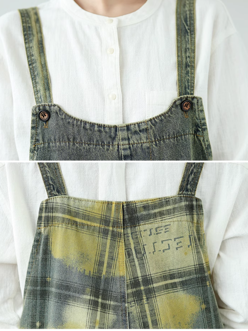 Jeans artistiques de la combinaison de la combinaison large à jambes larges