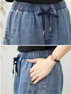 Women's Trendy Denim Shorts Midi-Length Pants Style Bottom
