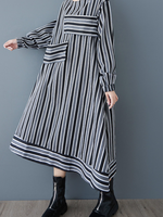 Women's Spring & Autumn Stylish Striped Casual Loose A-Line Dress