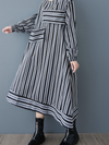 Women's Spring and Autumn Stylish Striped Casual Loose A-Line Dress