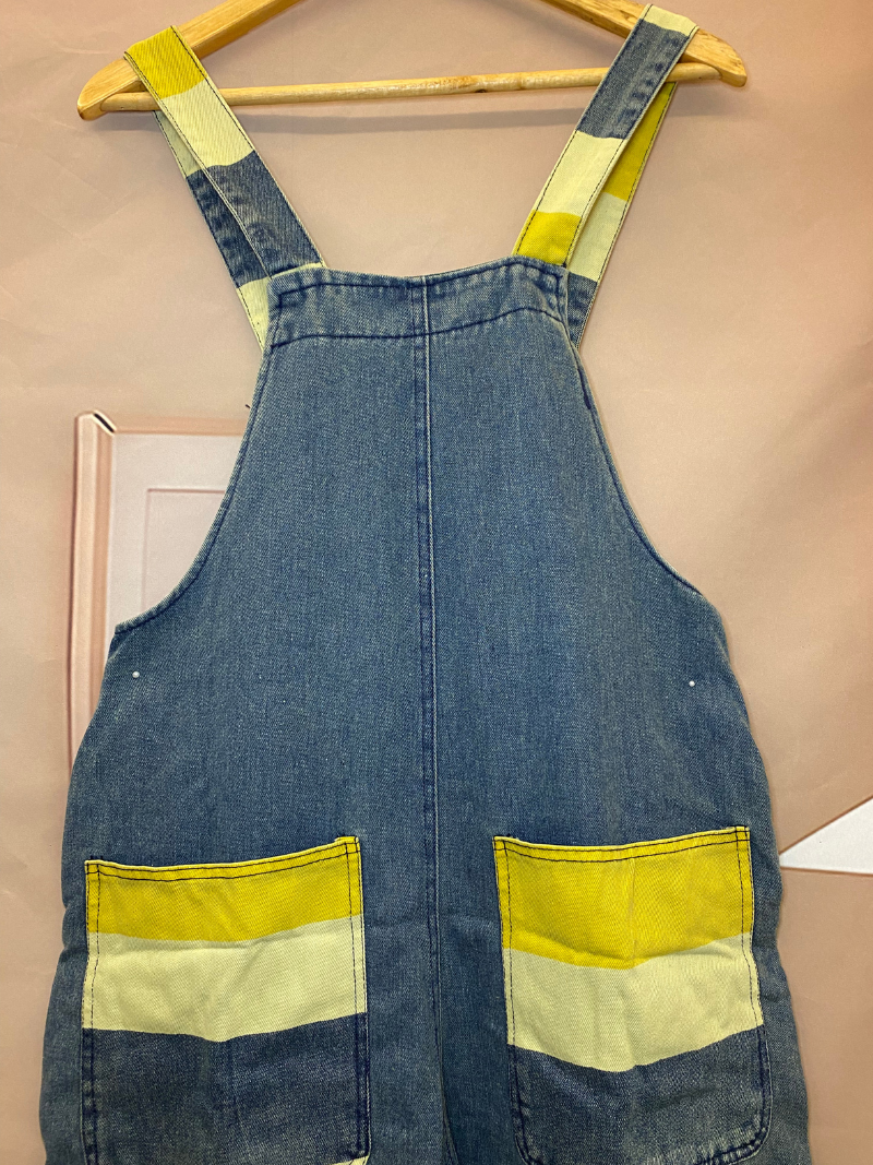  Trendy Blue denim overalls yellow 
