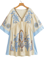 Robe kimono brodée à col décontractée en V Custo