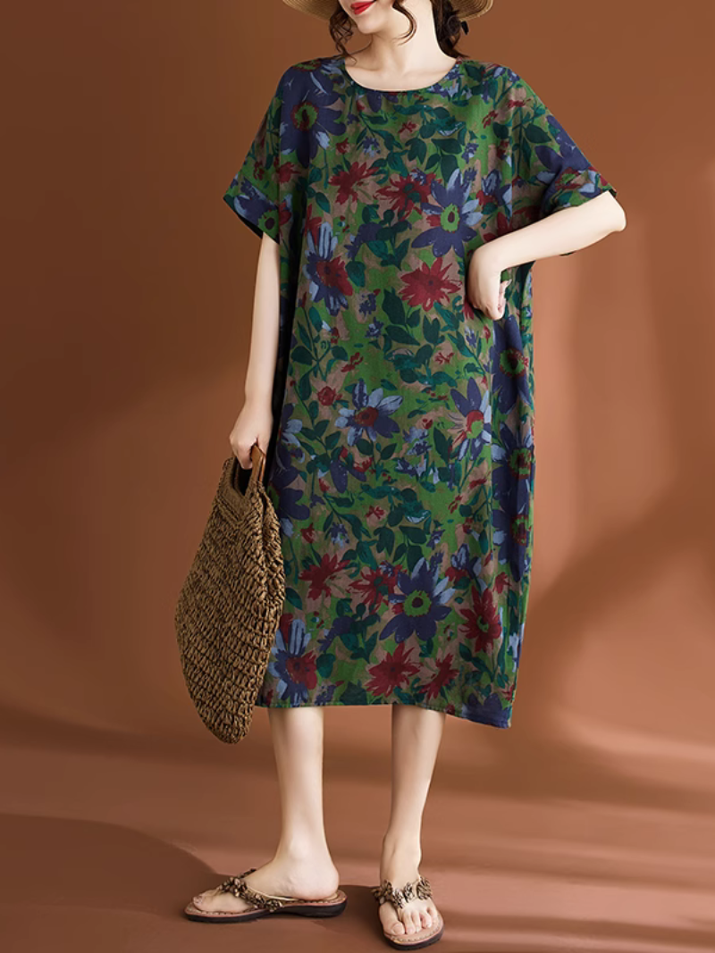 Crew neck midi dress for women