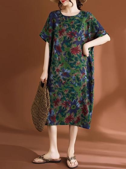 Crew neck midi dress for women