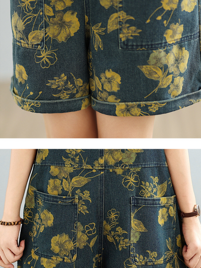 Women's Comfortable Pocket Printed Style Dungaree