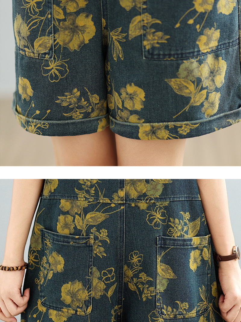 Women's Comfortable Pocket Printed Style Dungaree