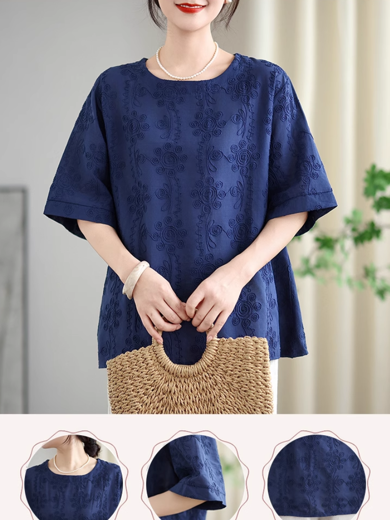 Embroidery Blue Smooth Top 